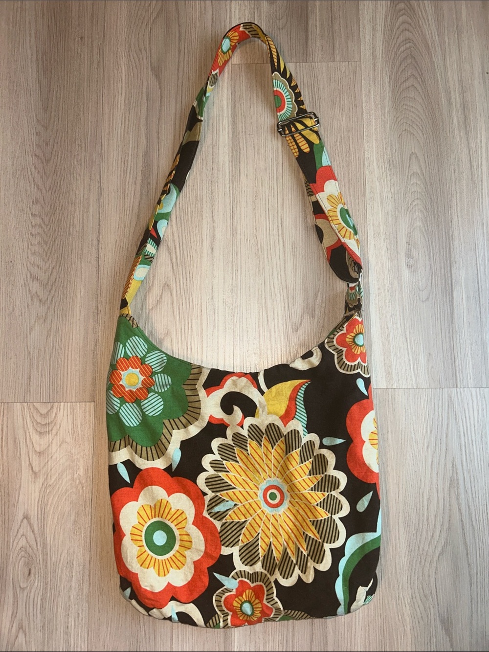 Flower Power Boho Crossbody Shoulder Bag Multi Color Hippie